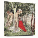 Modern Wall Art: Serene Bathers in an Impressionistic Forest