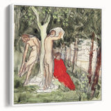 Modern Wall Art: Serene Bathers in an Impressionistic Forest