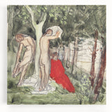 Modern Wall Art: Serene Bathers in an Impressionistic Forest