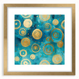 Abstract wall art featuring bold, colorful strokes in gold and deep hues, framed with a matte finish, ideal for modern home decor and artistic enhancement.