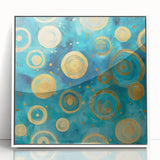 Framed wall art showcasing abstract strokes in shades of blue and white, displayed in a sleek white frame, perfect for modern home decor and interior design.