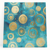 Abstract wall art featuring vibrant, colorful strokes on stretched canvas, leaning against a wall, adding a modern artistic touch to home decor. The dynamic design incorporates shades of blue, pink, and yellow, perfect for contemporary interiors.