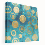 Abstract strokes wall art on stretched canvas showcasing vibrant colors of blue, orange, and gold, perfect for modern home decor and artistic ambiance.