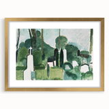 Modern Wall Art - Abstract Cemetery Landscape in Serene Greens