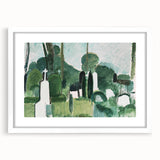 Modern Wall Art - Abstract Cemetery Landscape in Serene Greens