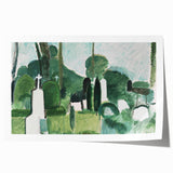 Modern Wall Art - Abstract Cemetery Landscape in Serene Greens