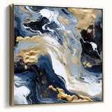 Framed abstract wall art featuring elegant silver and gold strokes on a textured canvas, perfect for modern home decor, enhancing any living space with sophistication.