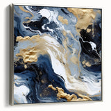 Framed canvas wall art with abstract silver strokes, showcasing a modern design perfect for contemporary decor. Ideal for home or office settings, enhancing aesthetic appeal.