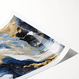 Abstract wall art print featuring colorful strokes in vibrant blues, greens, and oranges, designed to enhance modern decor, rolled and ready for framing.