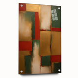 Abstract wall art design featuring colorful strokes on acrylic glass, elegantly displayed with metal pins. Ideal for modern home decor and artistic interiors.