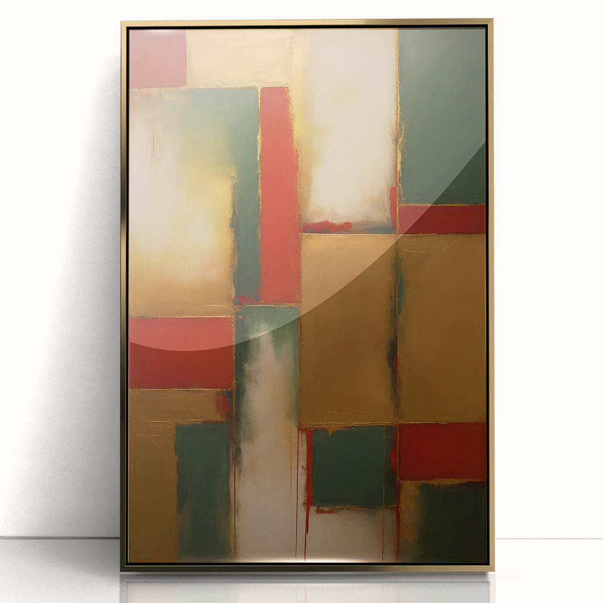 Framed abstract wall art showcasing dynamic gold strokes on a textured acrylic surface, ideal for enhancing modern home decor and artistic spaces.