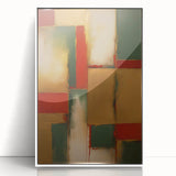 Framed abstract wall art featuring dynamic strokes in shades of blue, pink, and white, displayed against a clean white backdrop, perfect for modern decor.