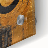 Close-up of an abstract strokes wall art piece displayed on acrylic glass, showcasing vibrant colors and intricate details, perfect for modern decor.