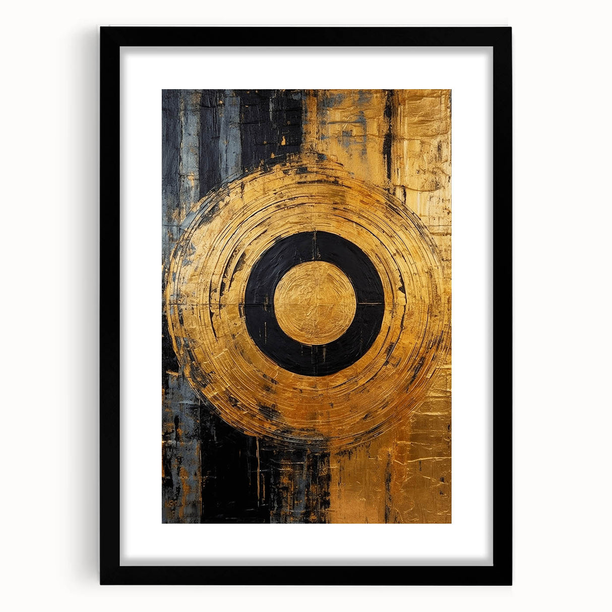 Abstract wall art featuring dynamic strokes in black and white, elegantly framed with a mat, ideal for modern home decor. Captivating design enhances living spaces.