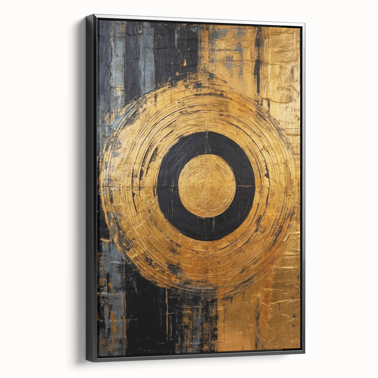 Framed canvas wall art showcasing abstract strokes in black and white, highlighting modern artistic flair. Side view displays durable frame and sleek design, ideal for contemporary decor.