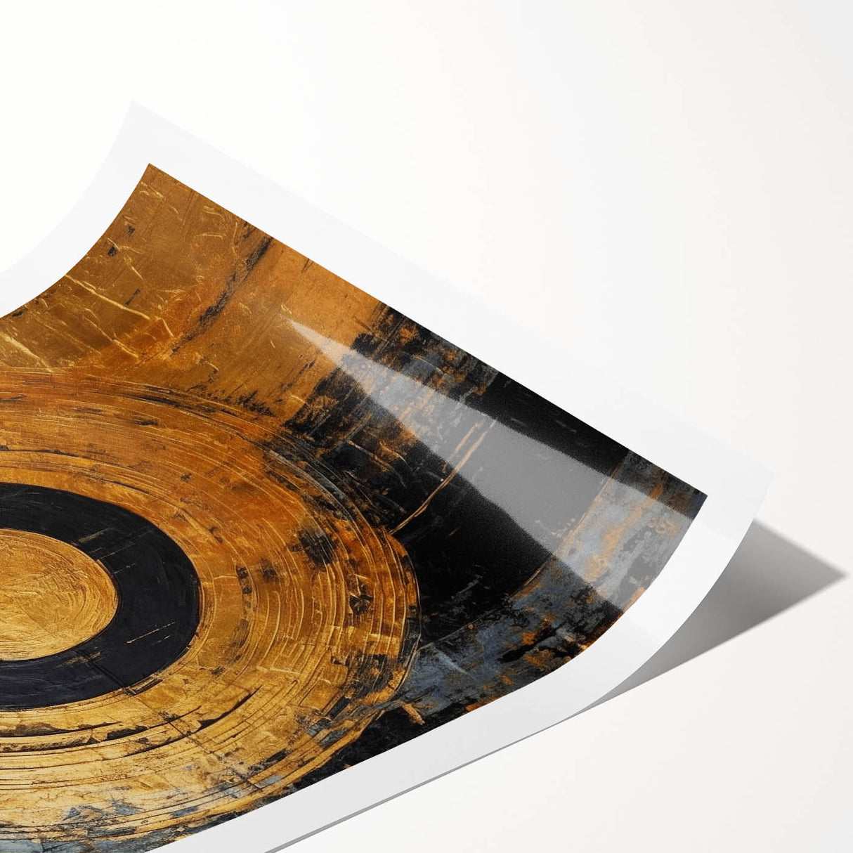 Abstract wall art print showcasing vibrant strokes of blue, orange, and yellow on a textured canvas, ideal for modern decor and artistic spaces.