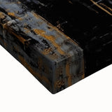 Close-up of vibrant abstract strokes wall art on stretched canvas, showcasing fluid brushwork in bold colors, perfect for modern home decor accents.