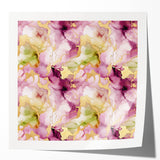 Abstract wall art print showcasing vibrant strokes of blue, orange, and yellow on a glossy finish, ideal for modern home decor, enhancing artistic ambiance.