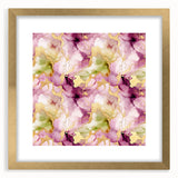 Abstract wall art featuring colorful strokes in vibrant hues of blue, pink, and gold, framed with a sleek gold mat for an elegant finish, perfect for modern decor.