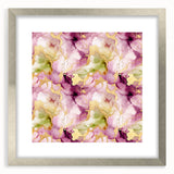 Abstract wall art featuring vibrant strokes in shades of blue, gold, and silver, framed with a sleek silver mat, perfect for modern home decor enhancement.