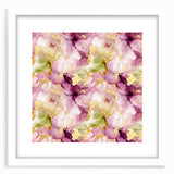 Abstract wall art print featuring vibrant strokes in shades of blue, pink, and gold, framed with a white mat, perfect for modern home decor. This eye-catching piece adds a contemporary touch to any living space.