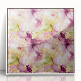 Framed abstract wall art featuring colorful strokes in white acrylic frame, ideal for modern home decor. Perfect for adding a vibrant touch to any room.