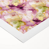 Abstract wall art featuring vibrant strokes in shades of blue, yellow, and pink on rolled canvas, ideal for modern decor and enhancing artistic spaces.