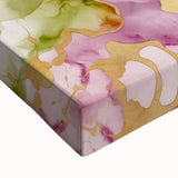 Close-up of a vibrant abstract strokes wall art design on stretched canvas, showcasing dynamic brushwork and rich colors, perfect for modern decor.