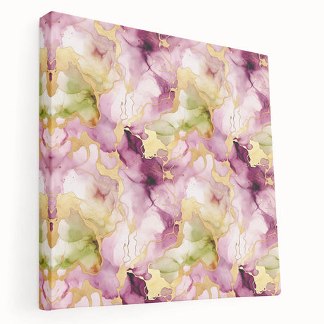 Abstract strokes wall art on stretched canvas showcasing vibrant colors and dynamic patterns, perfect for modern home decor or artistic spaces, side view.