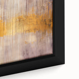 Close-up of a framed canvas featuring abstract strokes in vibrant colors, showcasing an artistic design ideal for modern home decor. This wall art adds a contemporary flair to any living space, highlighting dynamic brushwork and texture.