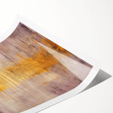 Abstract wall art print showcasing vibrant strokes in shades of blue, pink, and yellow, rolled for easy shipping, perfect for modern home decor.