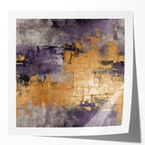 Abstract wall art print featuring vibrant strokes in shades of blue, pink, and gold, displayed in a mockup setting, perfect for modern home decor.