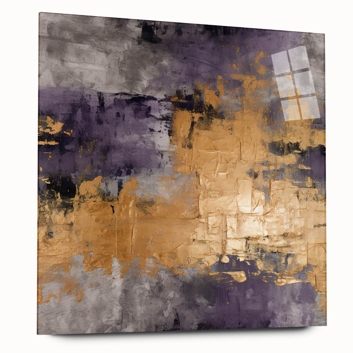 Abstract strokes wall art design displayed in a side view, featuring vibrant colors and a sleek acrylic glass finish, perfect for modern decor.