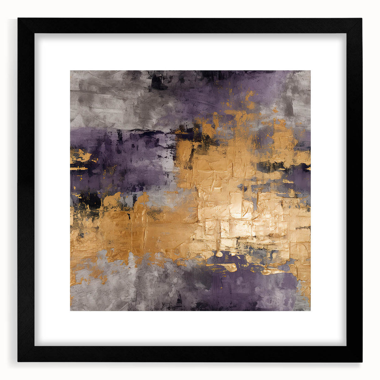 Abstract strokes wall art framed in black with a white mat. The design features vibrant colors and dynamic brushstrokes, perfect for modern decor.