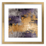 Abstract strokes wall art framed with a gold mat, showcasing vibrant colors and dynamic patterns, perfect for modern home decor or contemporary art enthusiasts.