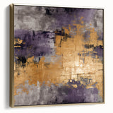 Framed abstract wall art featuring silver and gold strokes on a textured canvas, perfect for modern decor, enhancing living spaces with elegance.