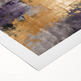 Abstract wall art featuring vibrant strokes in shades of blue, orange, and yellow, printed on rolled canvas, ideal for modern home decor and artistic displays.