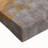 Vibrant abstract strokes in shades of blue, gold, and white create a modern wall art design on stretched canvas, perfect for contemporary home decor accents.