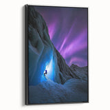 Framed canvas art showcasing a dramatic landscape scene of caves, featuring rich earthy tones and intricate details, set against a sleek black frame for a modern touch. Perfect for enhancing home decor with a nature-inspired aesthetic.