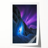 Vibrant rolled print of a stunning landscape featuring dramatic cave formations and lush greenery, ideal for home decor or art enthusiasts.