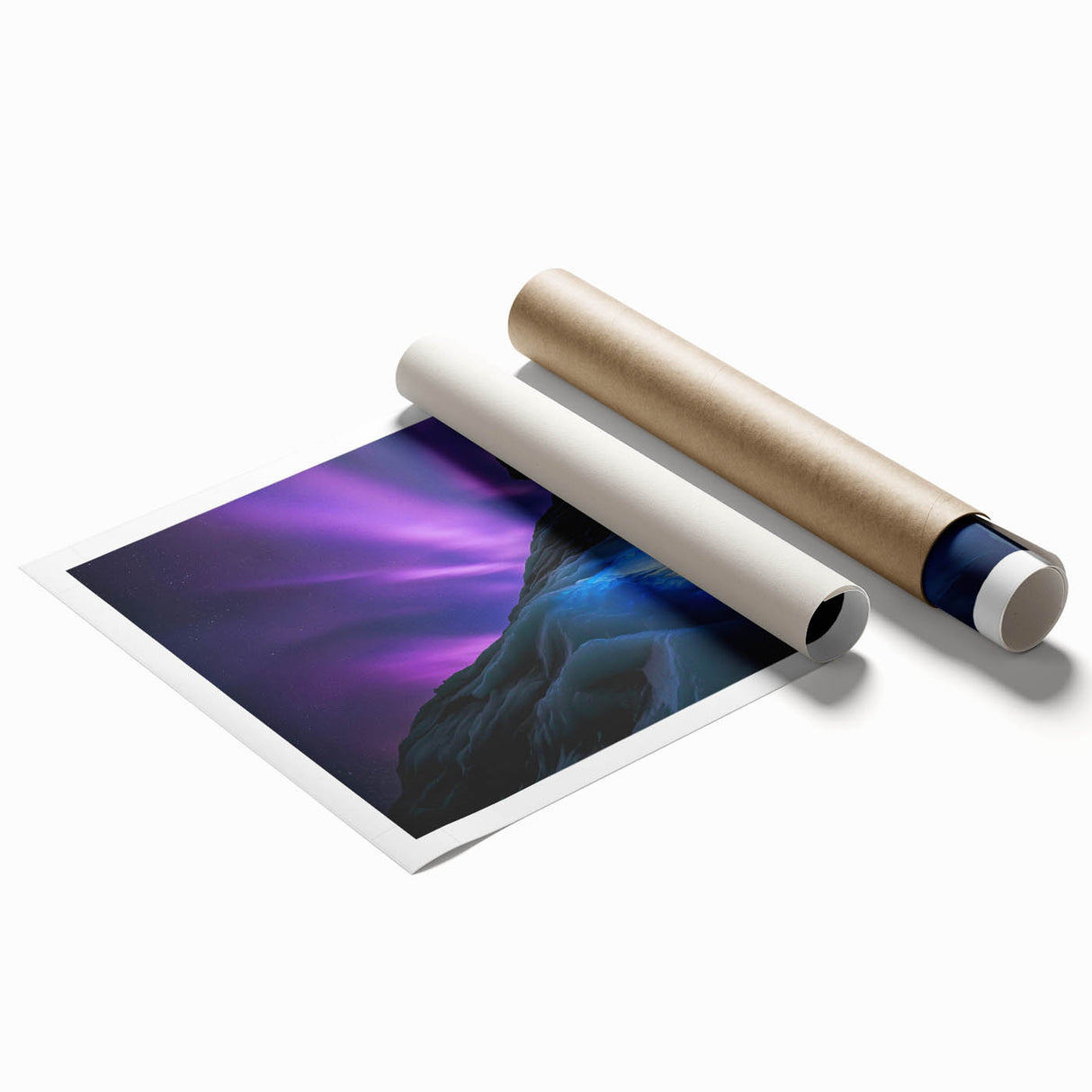 Vibrant rolled print showcasing a stunning landscape of colorful caves, featuring rich textures and earthy tones, perfect for home decor or art collection.