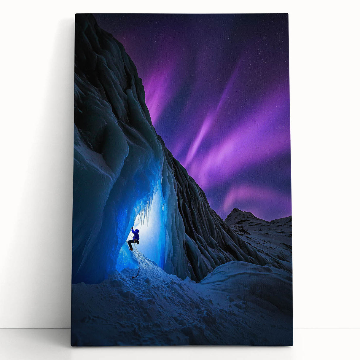 Stretched canvas artwork showcasing a stunning landscape of caves, with rich earthy tones and intricate details, perfect for home decor enthusiasts seeking nature-inspired designs.
