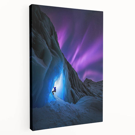 Stretched canvas artwork depicting a stunning landscape scene of caves with intricate details and natural colors, perfect for enhancing home decor and artistic ambiance.