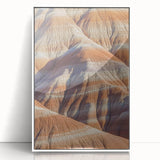 Framed acrylic artwork depicting a stunning landscape of dramatic cliffs, showcasing vibrant colors and intricate details, perfect for home decor.