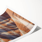 Stunning rolled canvas print showcasing vibrant landscapes of majestic cliffs under a clear blue sky, elegantly packaged in a protective cardboard tube for safe delivery.