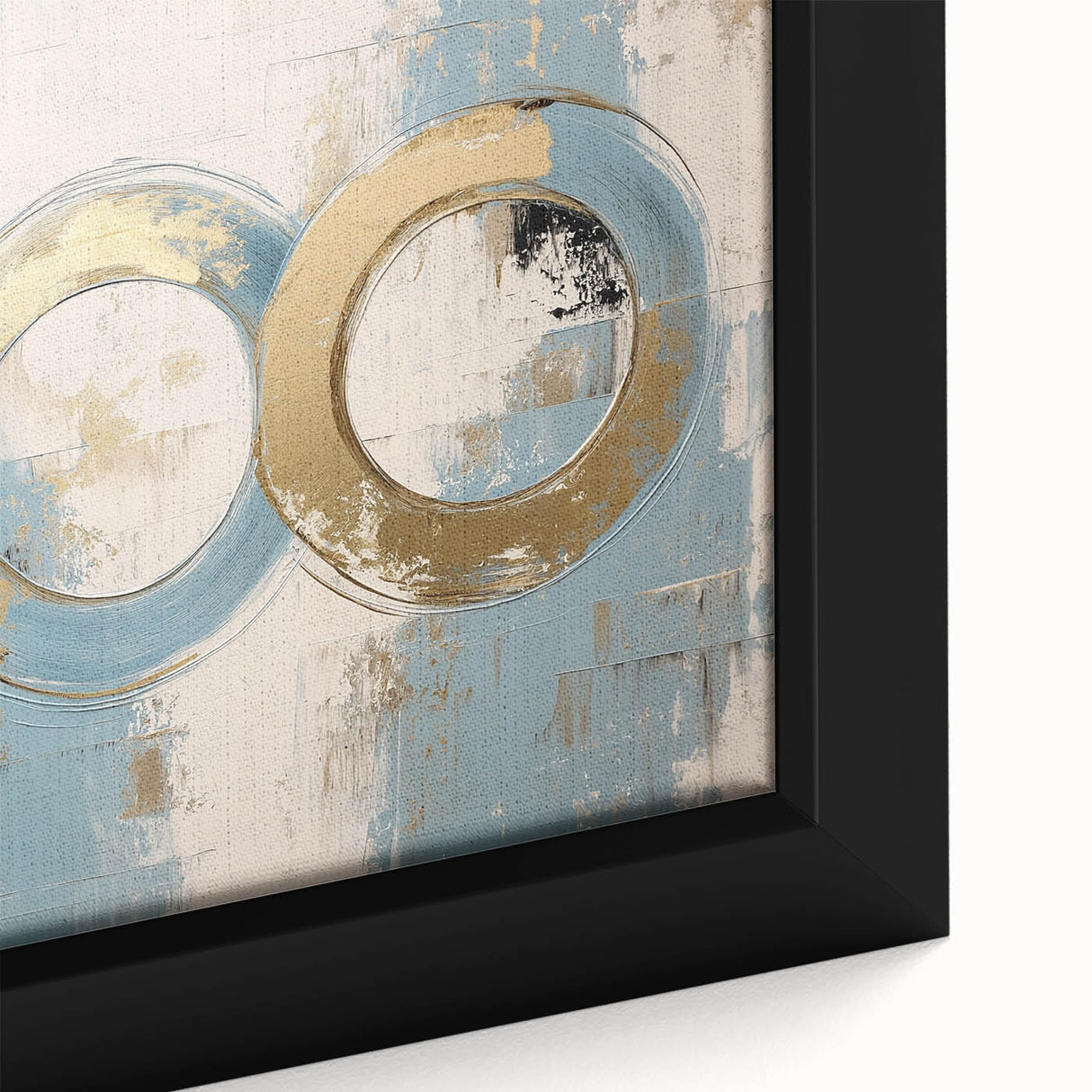 Elegant Bedroom Wall Art – Gold & Blue Framed Canvas and Acrylic Print