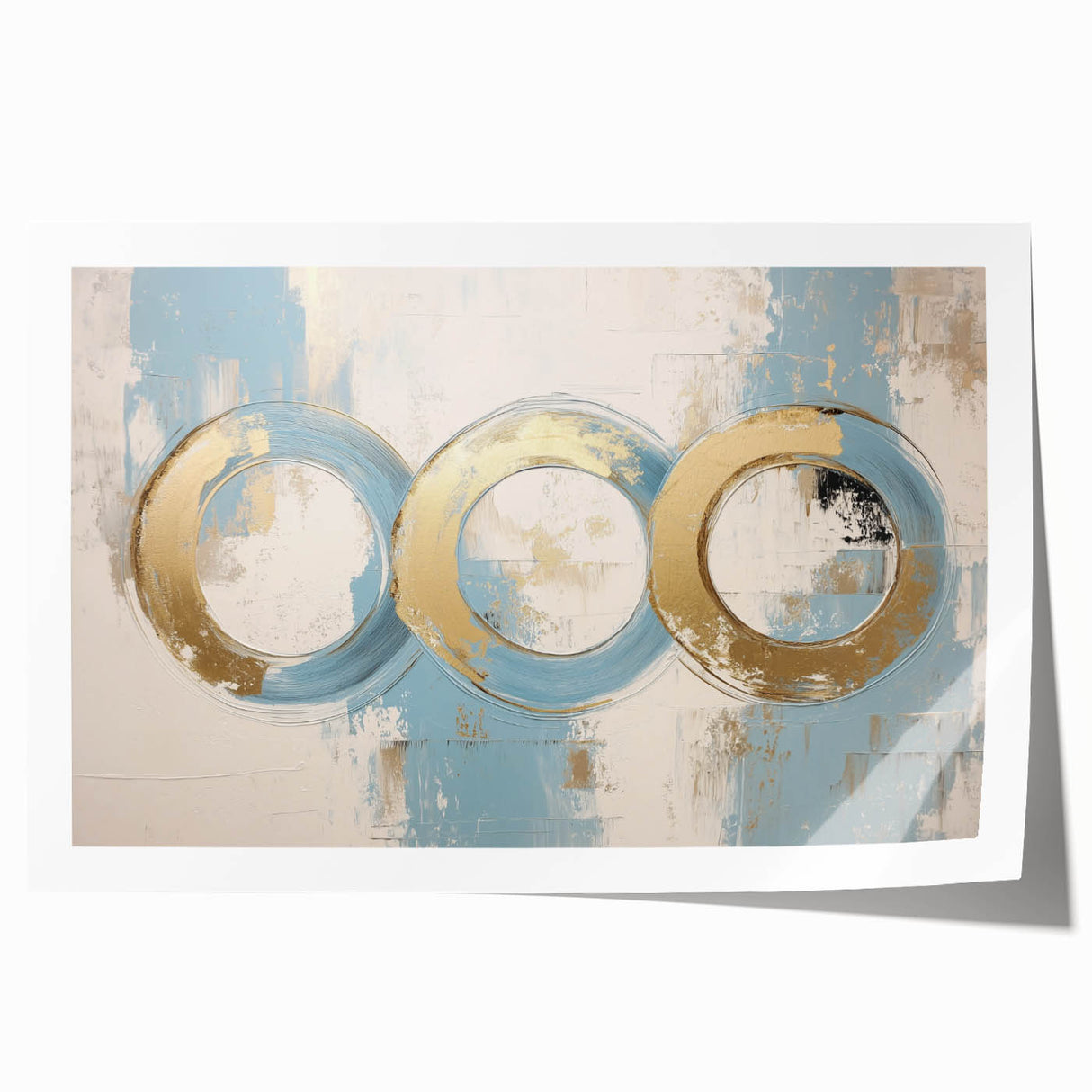Elegant Bedroom Wall Art – Gold & Blue Framed Canvas and Acrylic Print