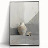Dining Room Wall Decor - Neutral Vase & Shell Still Life Art