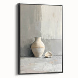 Dining Room Wall Decor - Neutral Vase & Shell Still Life Art