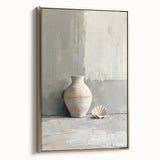 Dining Room Wall Decor - Neutral Vase & Shell Still Life Art